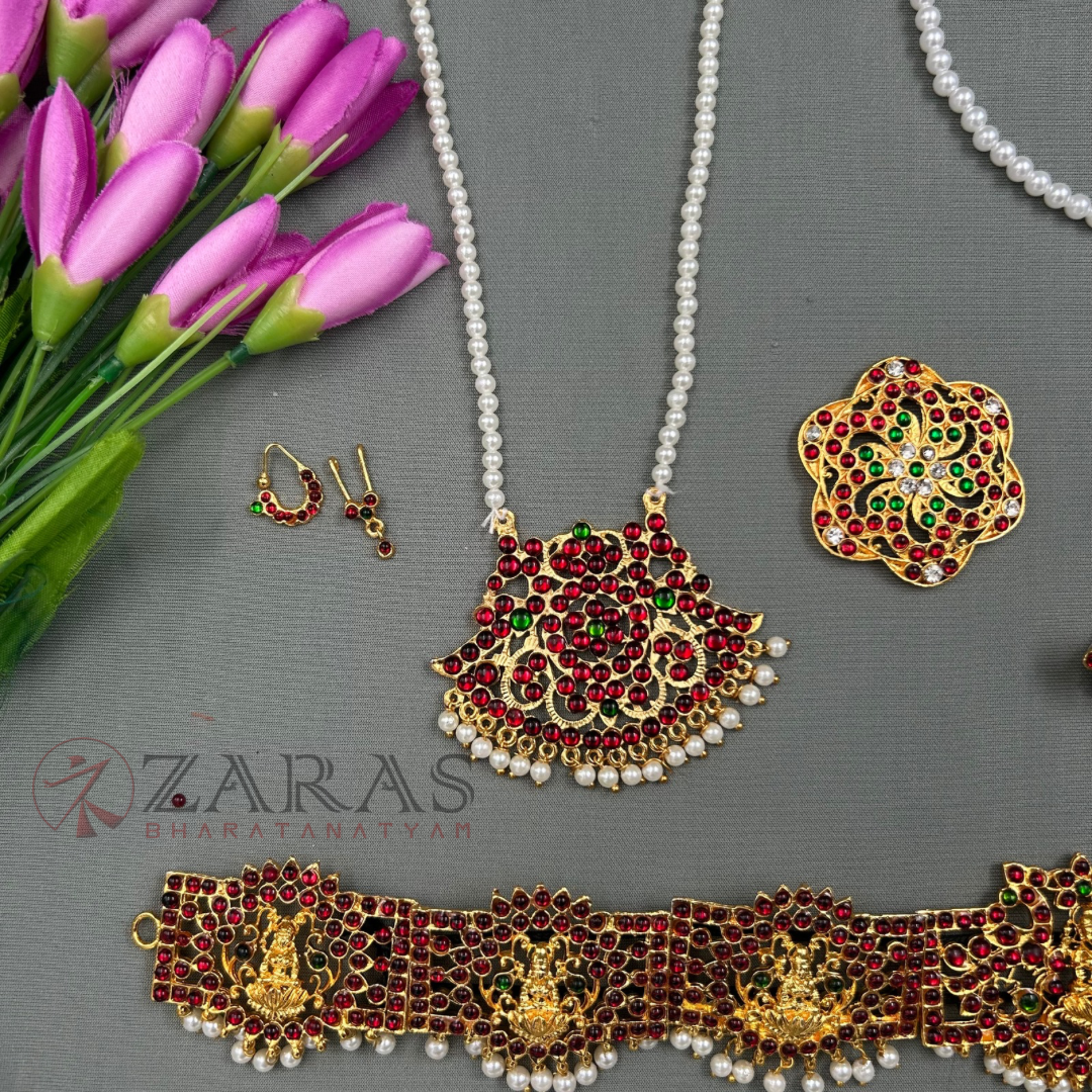 Bharatanatyam Dance Jewellery - Full Set Kemp S Peacock RGS (Kids Set) image 3