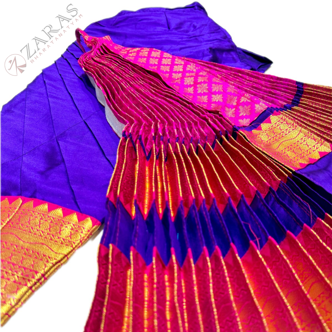 Bharatanatyam Dance Costume Readymade - Violet with Pink Combination image 1