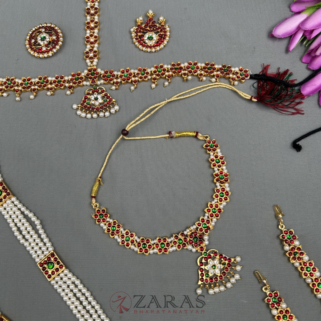 Bharatanatyam Dance Jewellery - Flower Full Set RG Kemp FL image 2