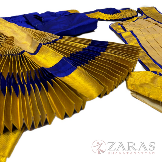 Bharatanatyam Dance Costume Readymade - Blue with Gold Tissue image 1