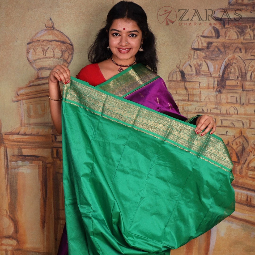 Dharmavaram Pure Pattu (Silk) Saree + Costume Stitching Readymade (Wine with Green)