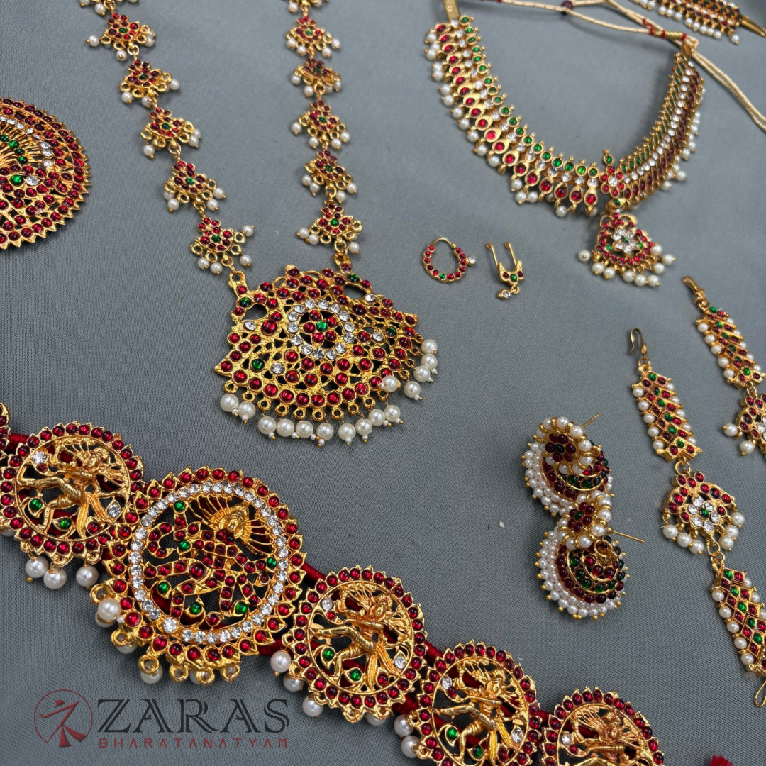 Bharatanatyam Dance Jewellery - Flower & Natraj Full Set RG Kemp CG