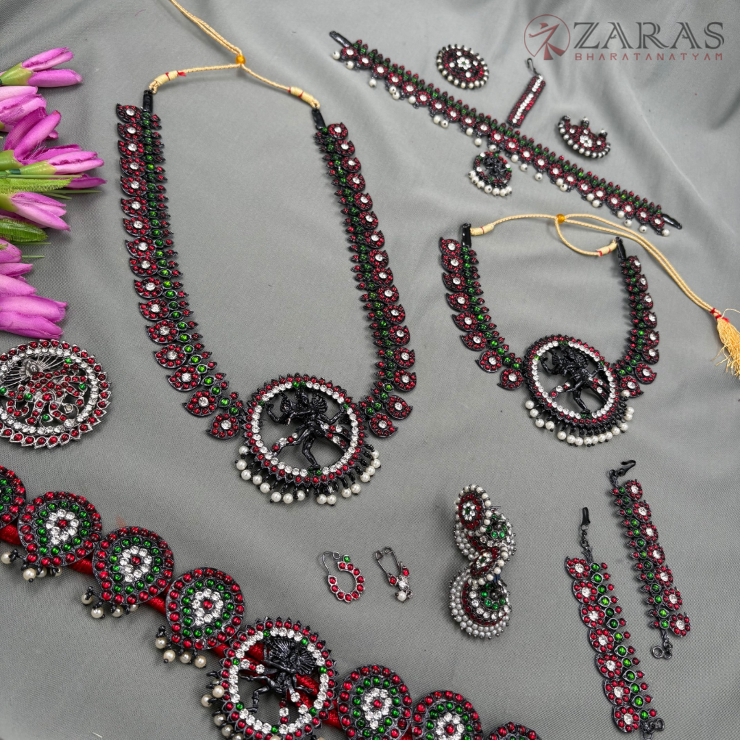 Bharatanatyam Dance Jewellery Black - Manga & Nadaraj Full Set Kemp RGSl