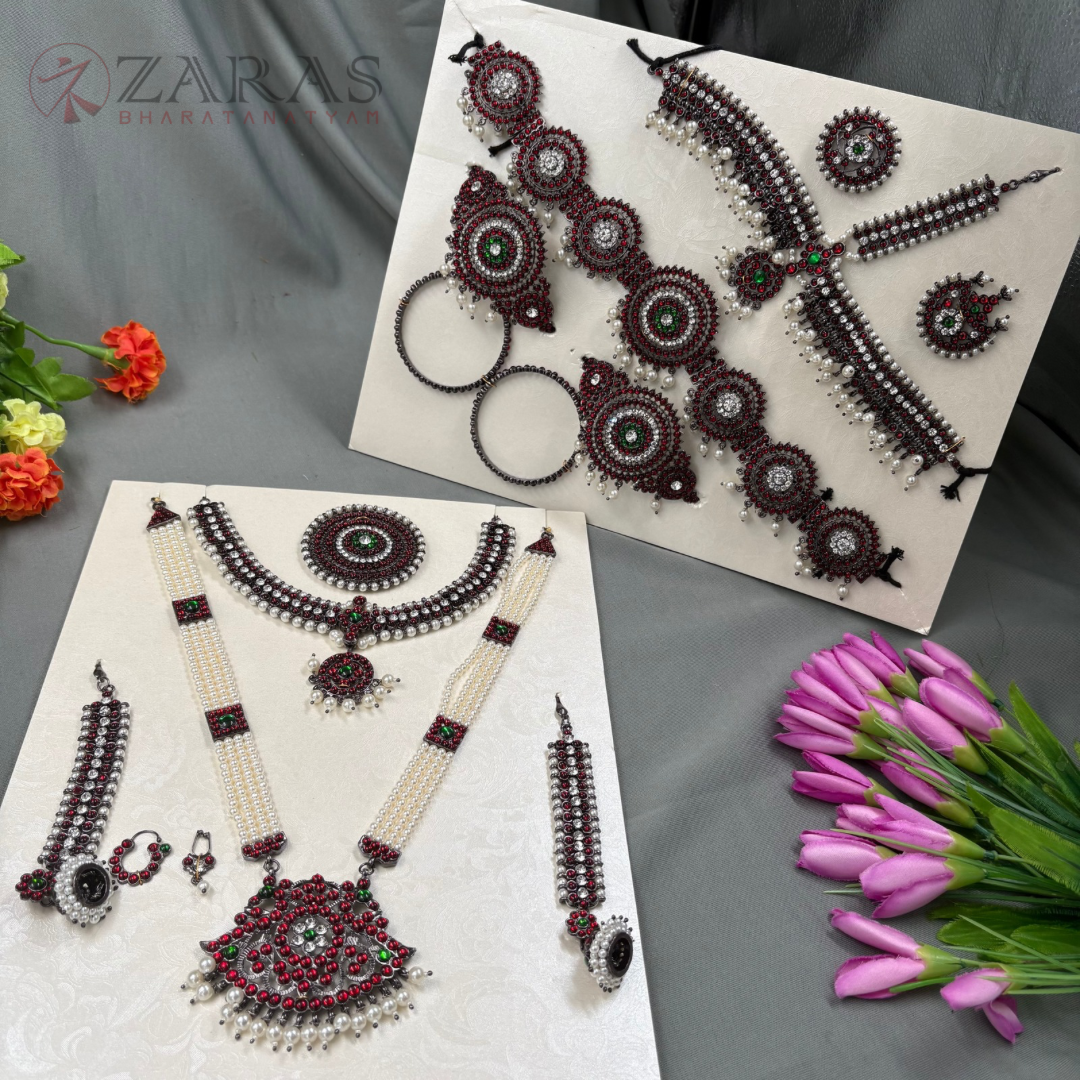 Bharatanatyam Dance Jewellery Black - Full Set Kemp Sow RGSl image 3