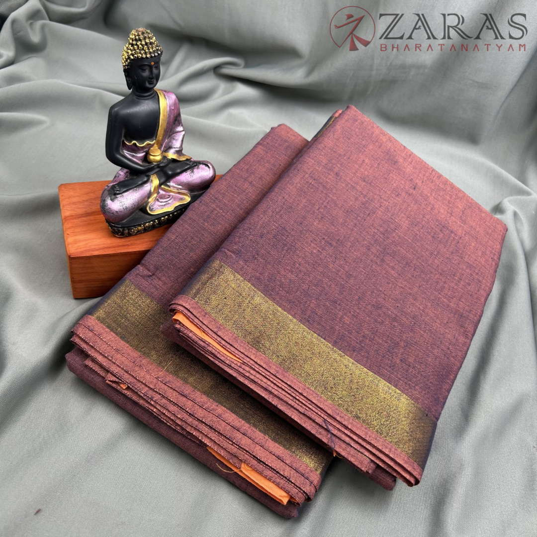 Bharatanatyam Dance Practice Saree - Brown Mix Lavender Plain Border image 1