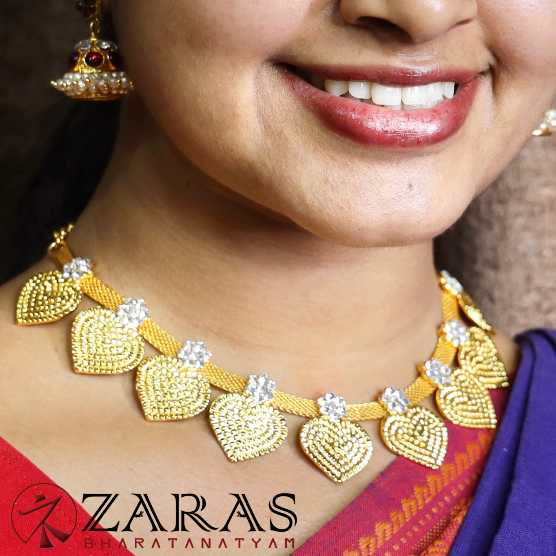Bharatanatyam Dance Jewellery - Necklace Heart Design Full Gold SA image 0
