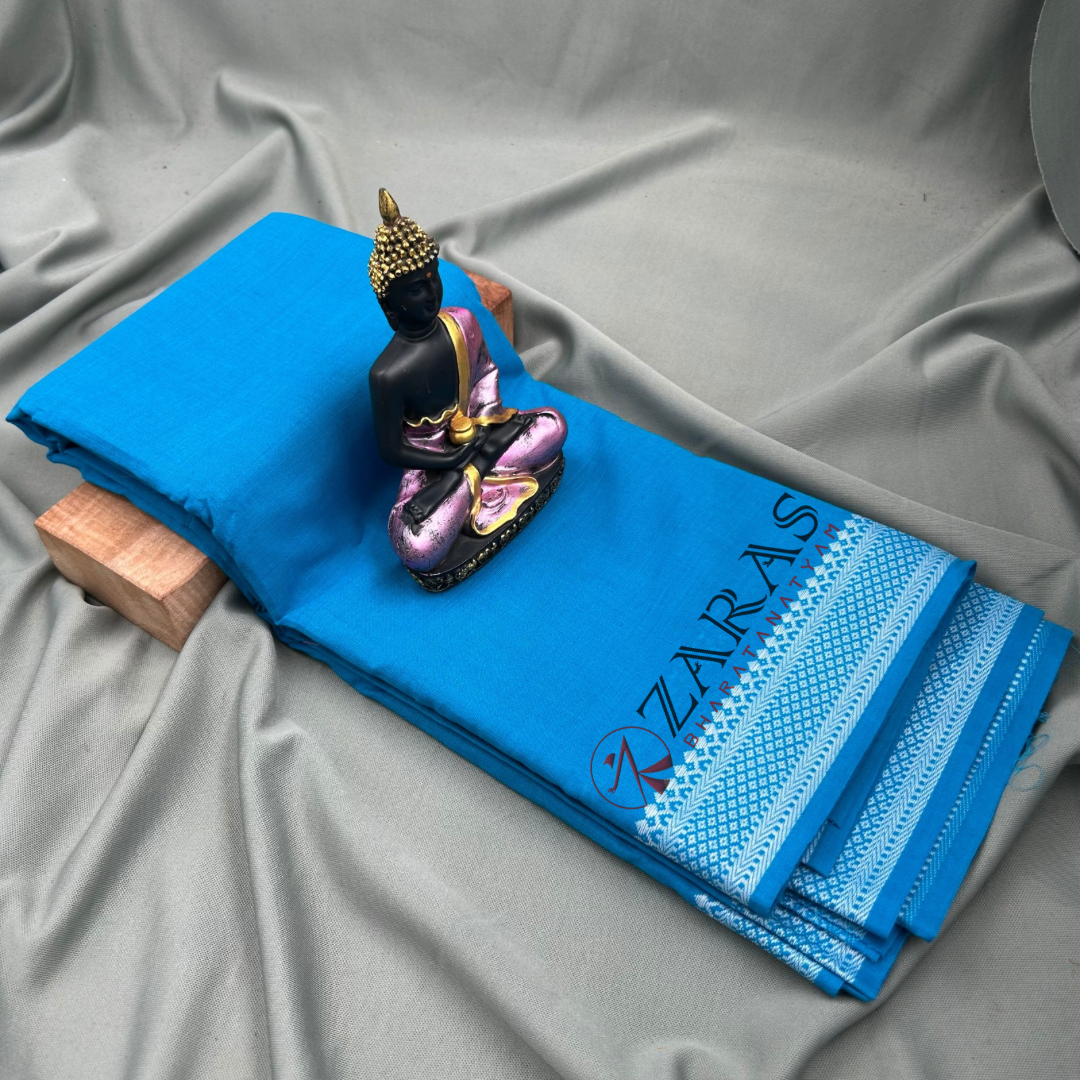 Bharatanatyam Dance Practice Saree - Blue White S Gopuram Diamond image 1