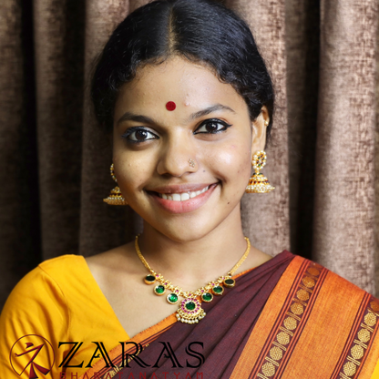 Bharatanatyam Dance Jewellery - Necklace Round Flower Design Kemp image 1