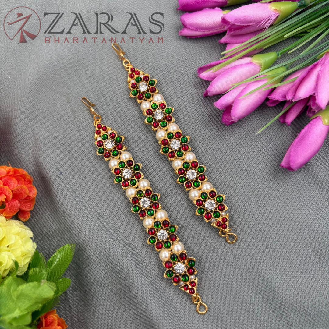 Bharatanatyam Dance Jewellery Maatal - Flower Design RG Kemp Beads image 0