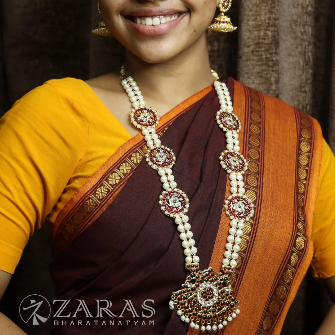 Bharatanatyam Dance Jewellery - Peo with 3 Sun RG Kemp CS Haaram / Long Chain image 0