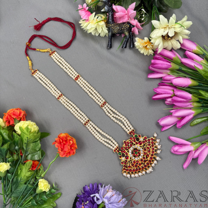 Bharatanatyam Dance Jewellery Haaram - 3 L Padak RG Kemp Beads Maalai / Long Haaram image 0