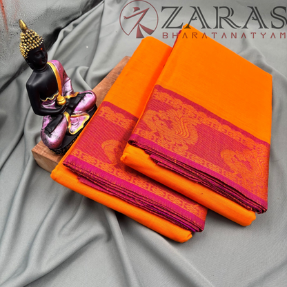 Bharatanatyam Dance Practice Saree - Mango Yellow Mus Peacock Border image 1