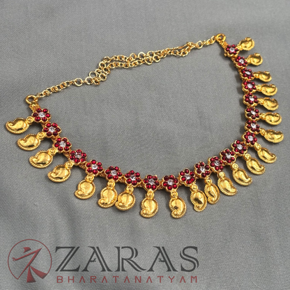 Bharatanatyam Dance Jewellery - Necklace Manga Gold Design CS Red Kemp SA image 3