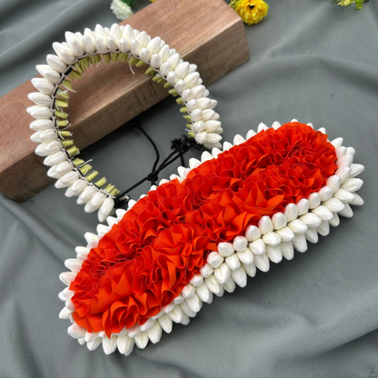 Bharatanatyam Dance Flower - White & Orange Mixed Pattai & Single ( SPL) Looks Like Original Jasmine image 2