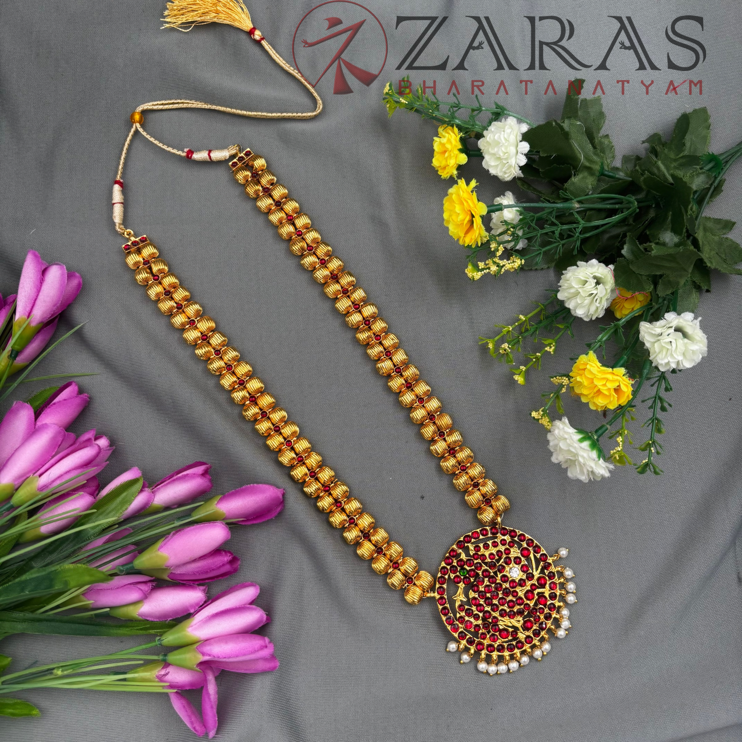 Bharatanatyam Dance Jewellery - Haaram Round Gold Beads 2L RG Kemp image 0