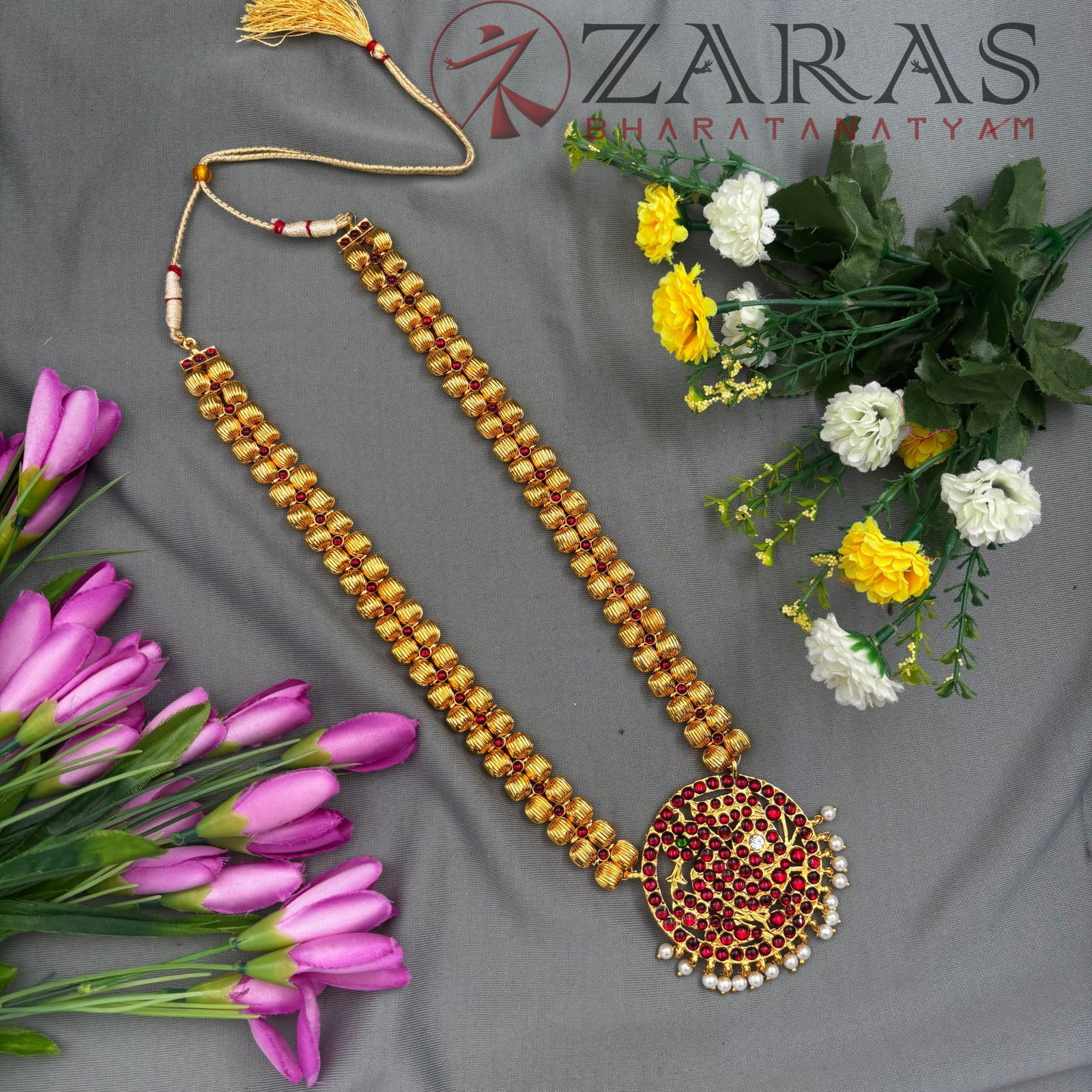 Bharatanatyam Dance Jewellery - Haaram Round Gold Beads 2L RG Kemp image 0