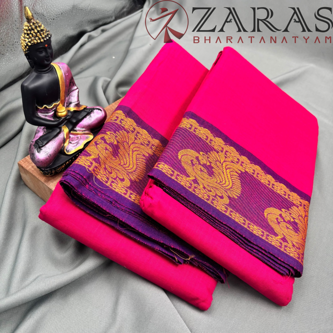 Bharatanatyam Dance Practice Saree - Pink Violet Mus Peacock Border image 2