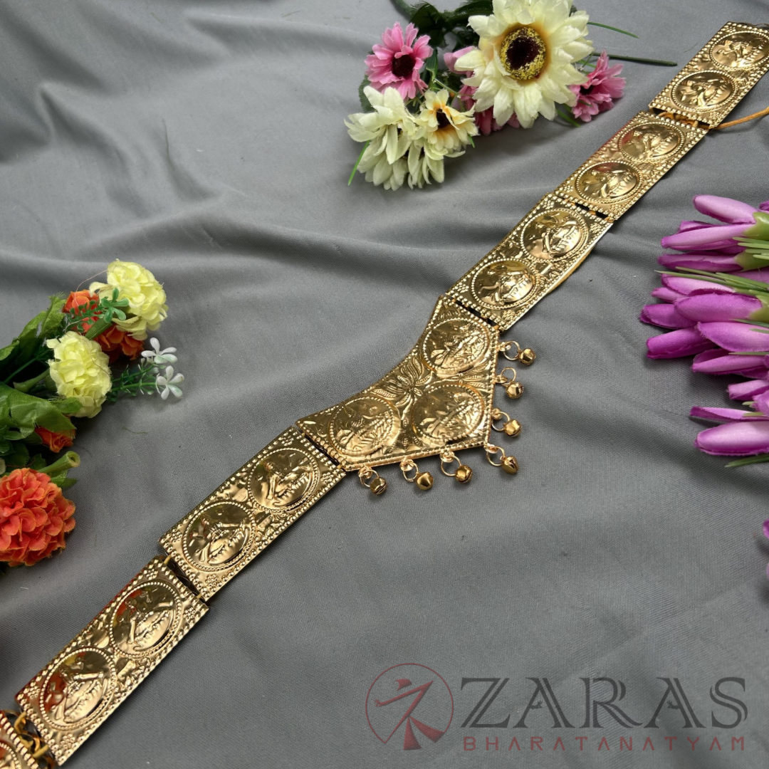 Bharatanatyam Dance Jewellery - Full Gold Hip Belt Lakshmi (Ottiyanam) image 2