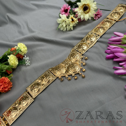 Bharatanatyam Dance Jewellery - Full Gold Hip Belt Lakshmi (Ottiyanam) image 2