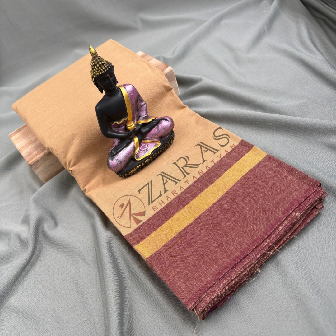 Bharatanatyam Dance Practice Saree - Sandal with Brown Plain Border image 0