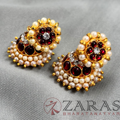 Bharatanatyam Dance Jewellery - 2L Red Kemp CSW Jimiki with Kammal image 0