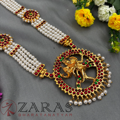 Bharatanatyam Dance Jewellery - Haaram 4 Line Nadaraj Pearls RG Kemp CS image 0