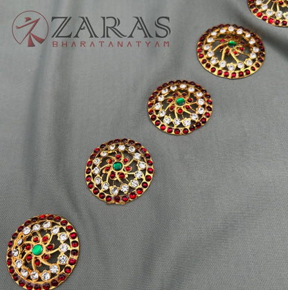 Bharatanatyam Dance Jewellery - Kemp Jada Billa Round CS (Set of 9 Pcs) image 1