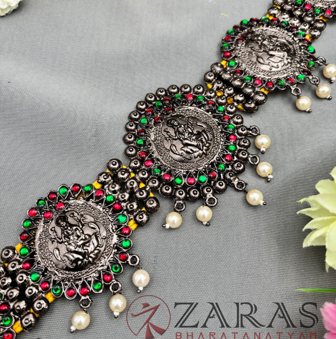 Bharatanatyam Dance Jewellery Black - Round Lakshmi RG Kemp Beads Hip Belt (Ottiyanam) image 0