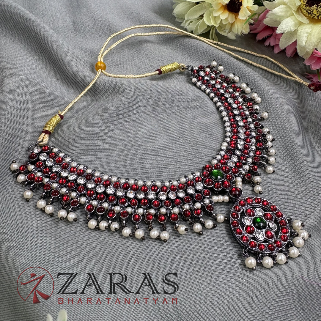 Bharatanatyam Dance Jewellery Black Necklace - Sow RG Kemp Beads image 2