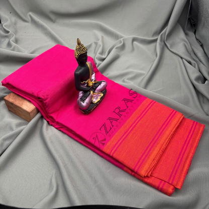 Bharatanatyam Dance Practice Saree - Pink With Org Mus Plain Border image 1