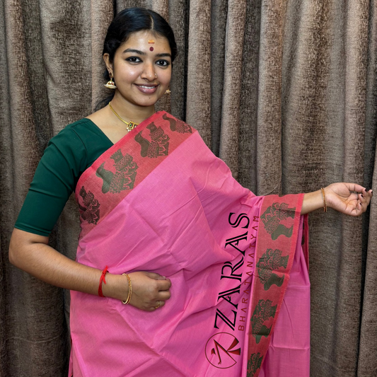 Bharatanatyam Dance Practice Saree - Baby Pink Salangai Border image 0