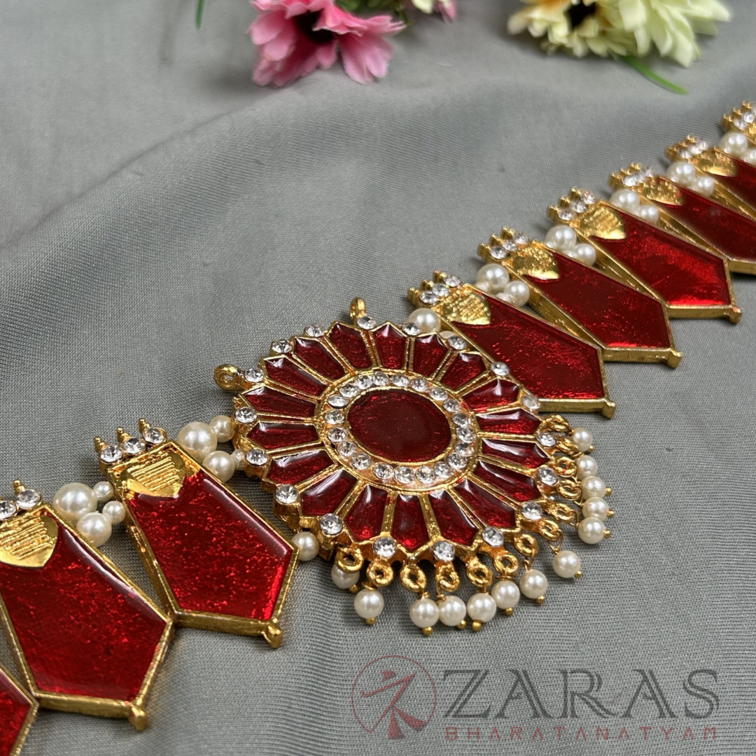 Bharatanatyam Dance Jewellery - Enamel Round CS Hip Belt Kemp (Ottiyanam) image 1
