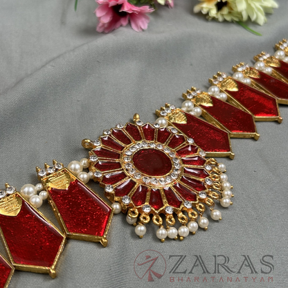 Bharatanatyam Dance Jewellery - Enamel Round CS Hip Belt Kemp (Ottiyanam) image 1