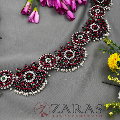 Bharatanatyam Dance Jewellery Black - Padak with Round Kemp CS Hip Belt (Ottiyanam) image 1
