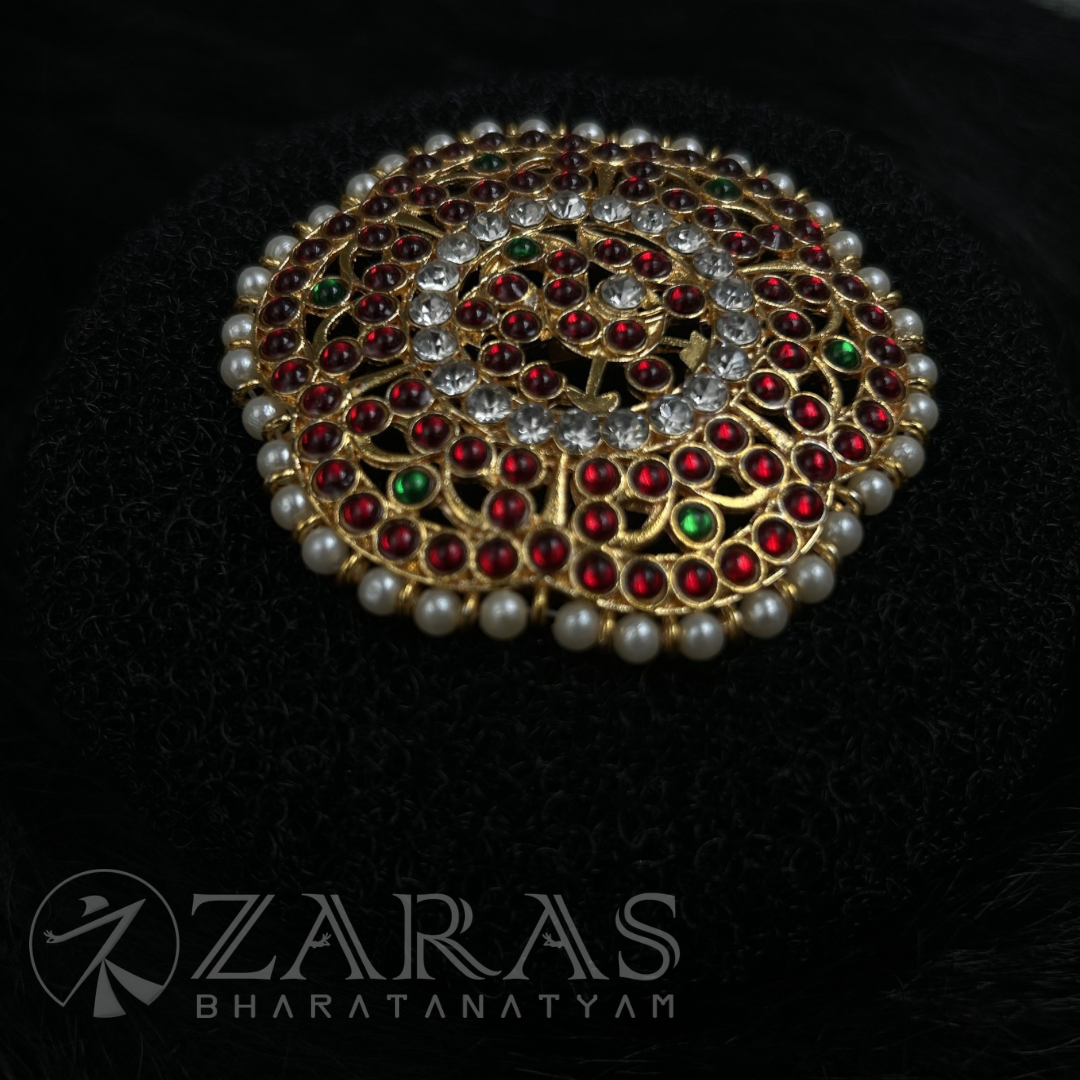 Bharatanatyam Dance Jewellery - Rakodi Peacock RG Kemp Flower image 1