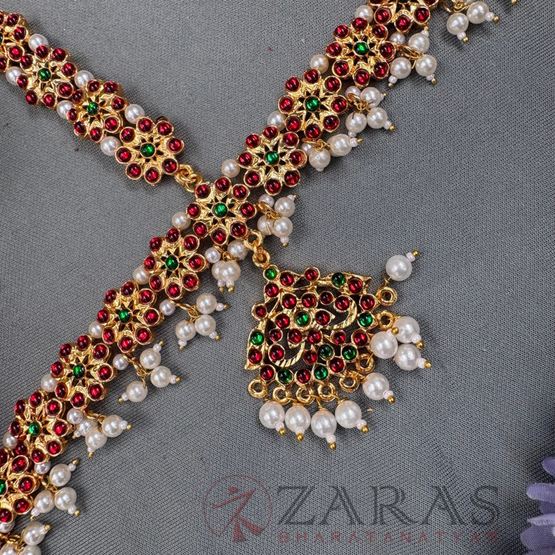 Bharatanatyam Dance Jewellery - Headset Flower RG Kemp Beads image 2