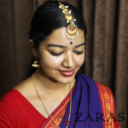 Bharatanatyam Dance Jewellery - MO 4S Red Green Kemp Netti Chutti image 1