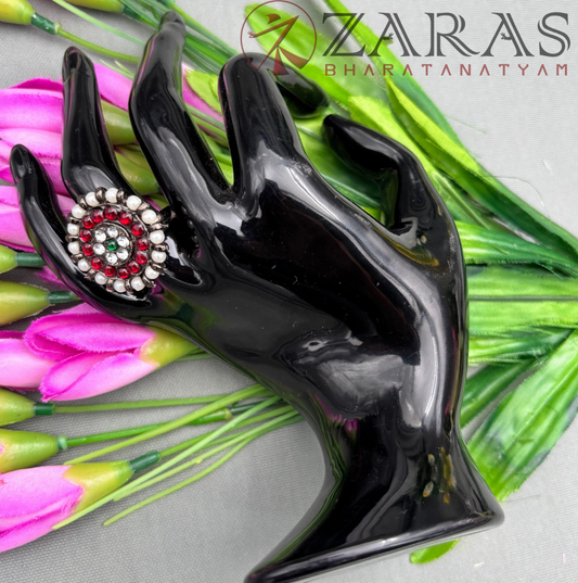 Bharatanatyam Dance Jewellery Black - Finger Ring Red kemp CS (Big) image 0