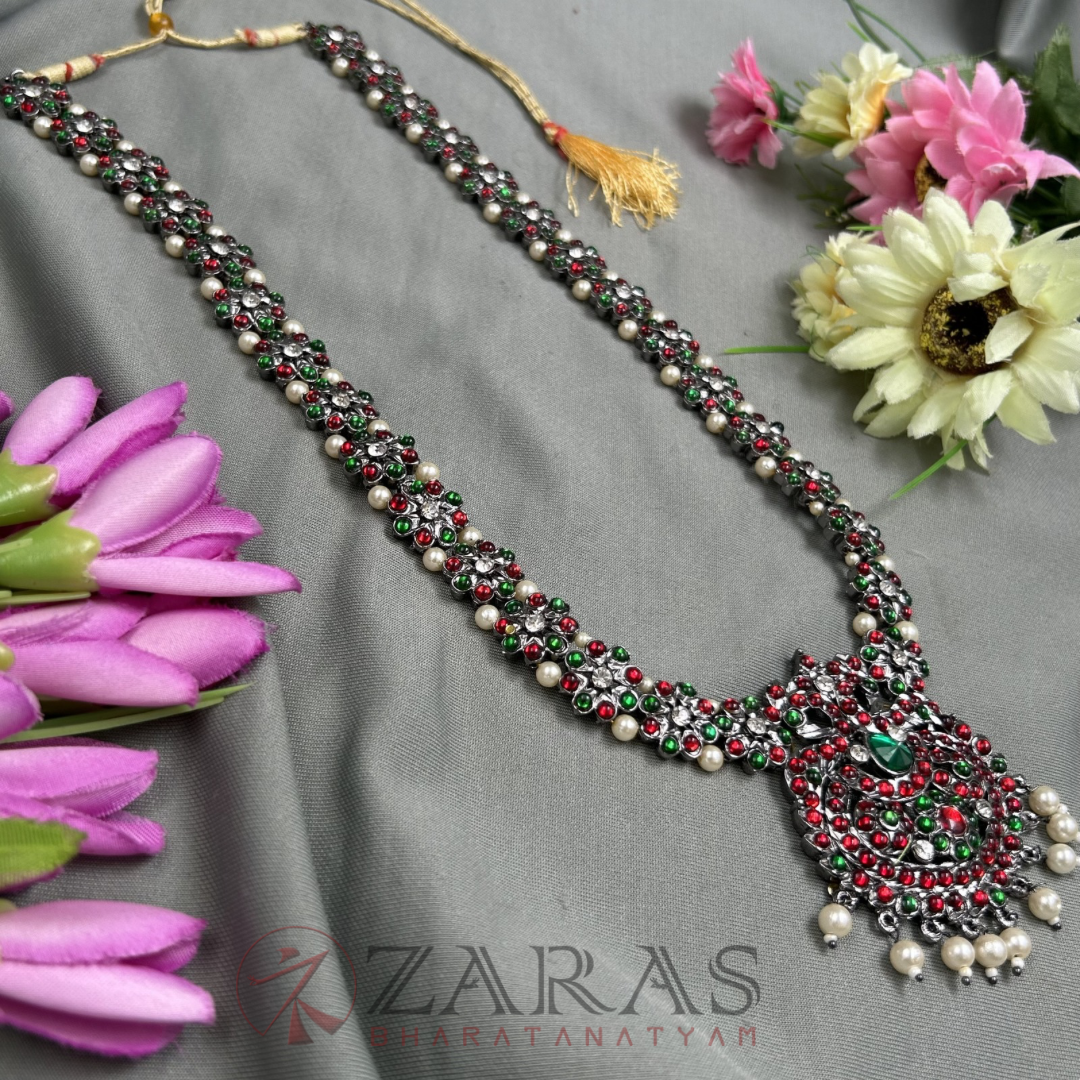 Bharatanatyam Dance Jewellery Black - Flower RG kemp Haaram image 1