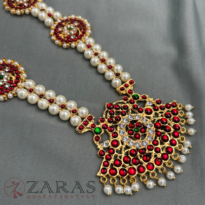 Bharatanatyam Dance Jewellery - Peo with 3 Sun RG Kemp CS Haaram / Long Chain image 3