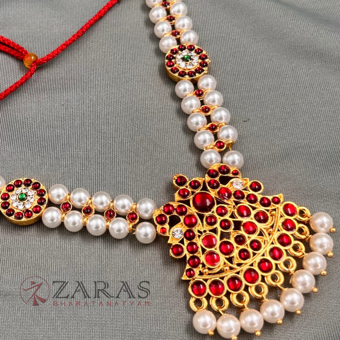 Bharatanatyam Dance Jewellery - Necklace 2L Pearl Kemp Ro Padakam image 0