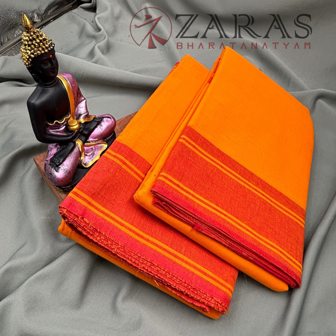Bharatanatyam Dance Practice Saree - M Yellow With Red Plain Border image 2