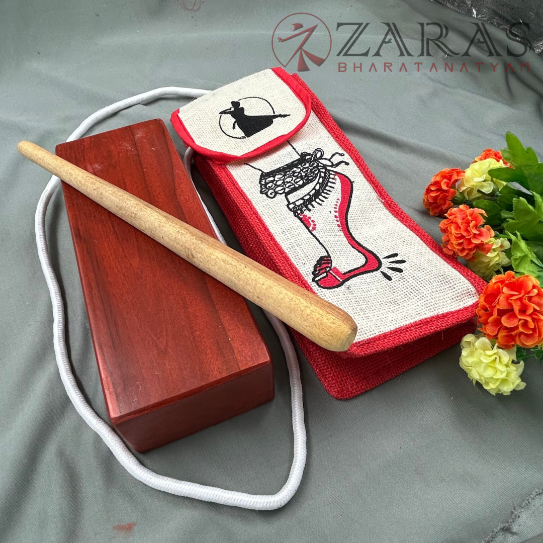 Bharatanatyam Dance Class Instruments - Thattu Manai Set / Thattu Kali MATT Finish & Jute Bag Combo image 1