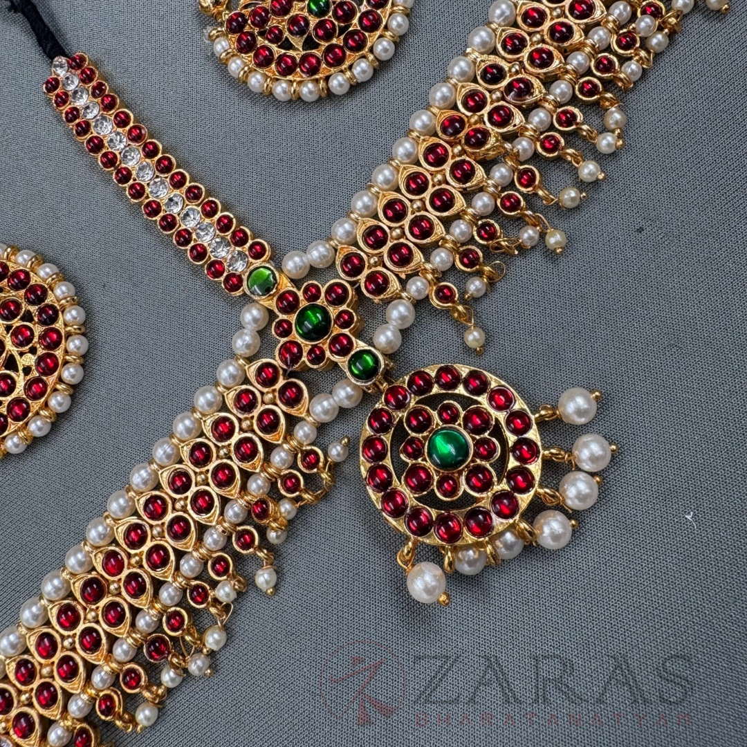 Bharatanatyam Dance Jewellery - Headset D Round RG Kemp Beads CS image 2