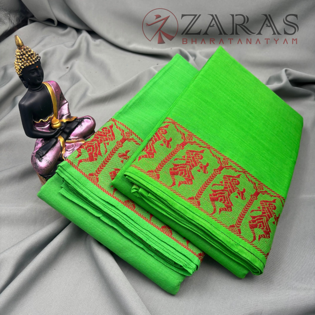 Bharatanatyam Dance Practice Saree - L Green Red Doll Border image 2
