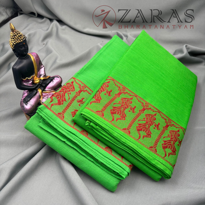 Bharatanatyam Dance Practice Saree - L Green Red Doll Border image 2
