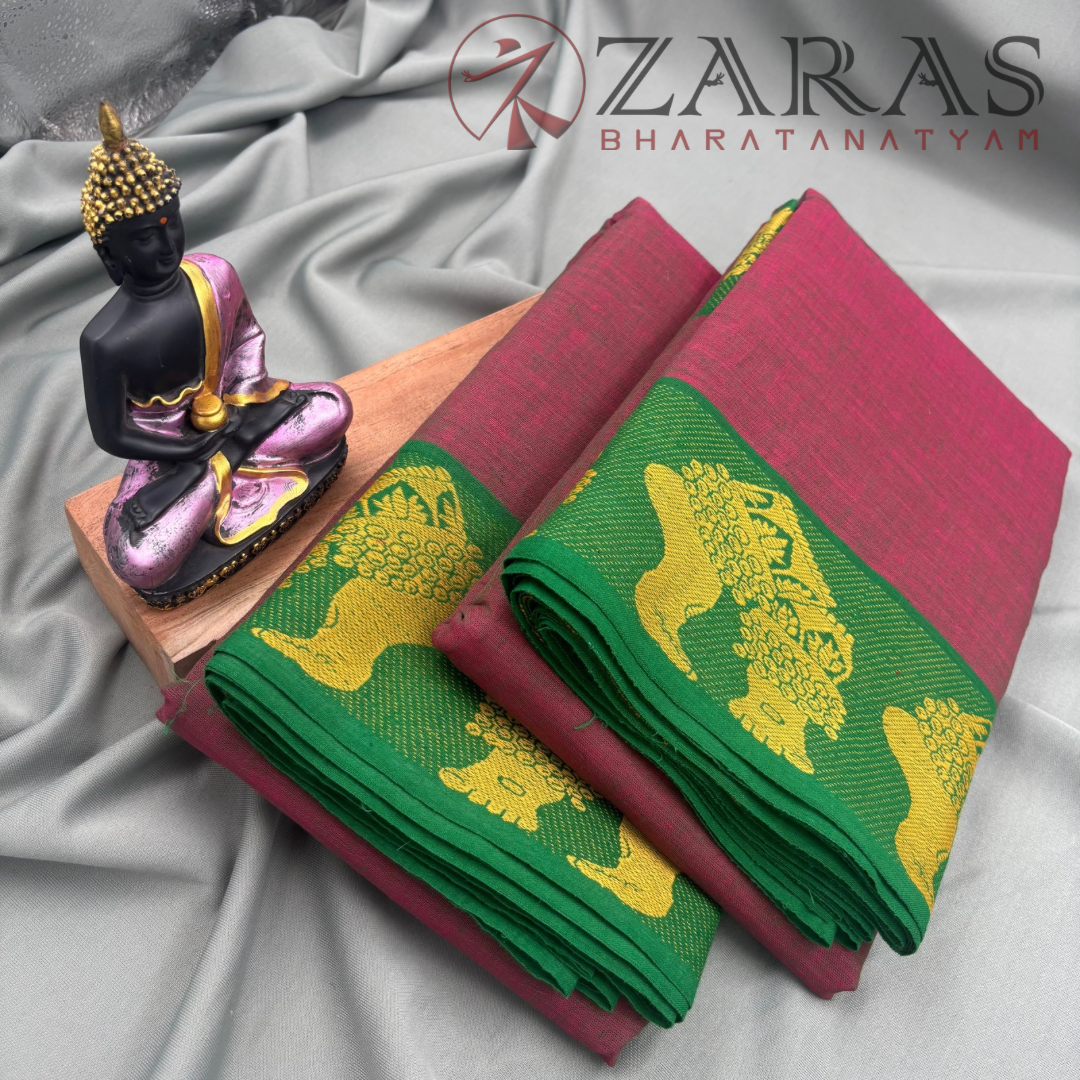 Bharatanatyam Dance Practice Saree - D Shade with Green Salangai Border image 1