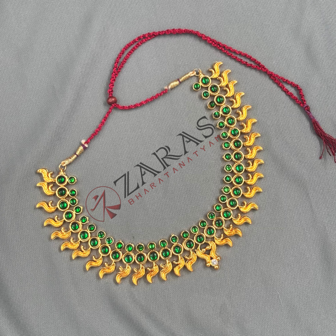 Bharatanatyam Dance Jewellery - Necklace Green Kemp Leaf S Design image 2