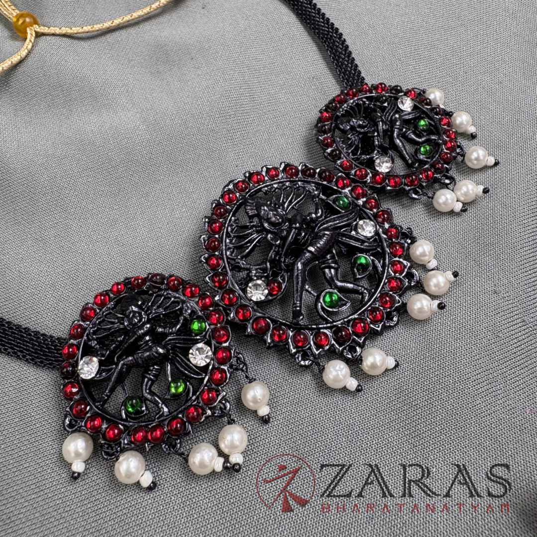 Bharatanatyam Dance Jewellery Black Necklace - Nadaraj RG Kemp Beads image 1