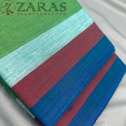 Bharatanatyam Dance Practice Saree - Green Triple Border image 1